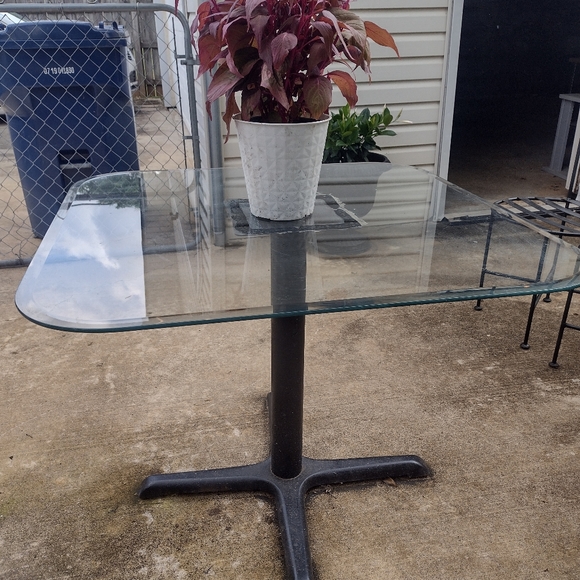 Antique French Wrought Iron Forged Outdoor Chairs w Wrought Iron Glass Top Table - Picture 6 of 16